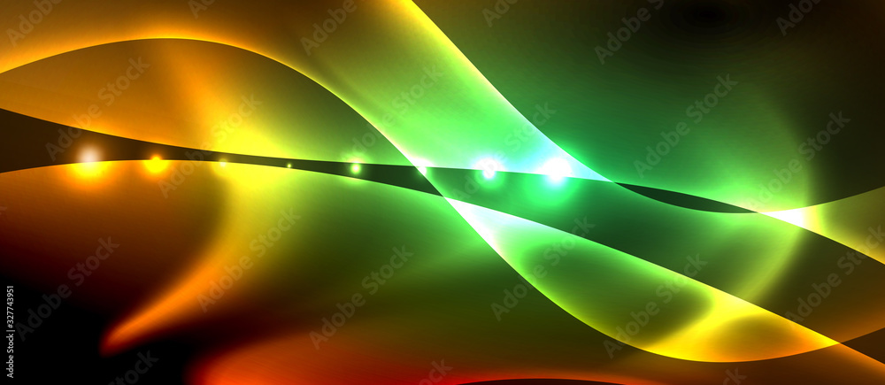 Abstract background. Shiny design neon waves with light effects, techno trendy design. Vector Illustration For Wallpaper, Banner, Background, Card, Book Illustration, landing page Abstract background. Shiny design neon waves with light effects, techno trendy design. Vector Illustration For Wallpaper, Banner, Background, Card, Book Illustration, landing page
