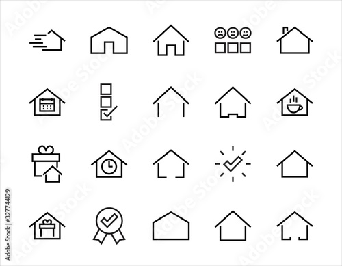 Simple set of color editable house icon templates. Contains such icons  home calendar  coffee shop and other vector signs isolated on a white background for graphic and web design