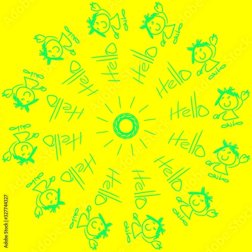 Stick figure waving to say hello