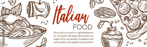 Pasta and pizza, Italian cuisine restaurant menu banner