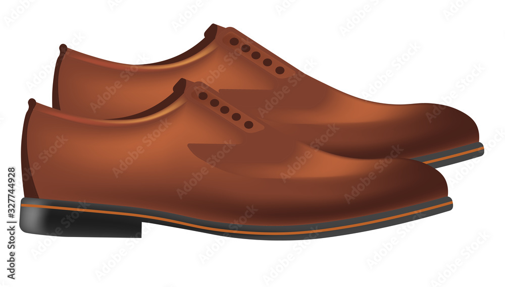 Men classic leather shoes pair in brown color side view Men classic leather shoes pair in brown color side view