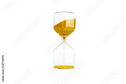 Transparent hourglass with golden sand
