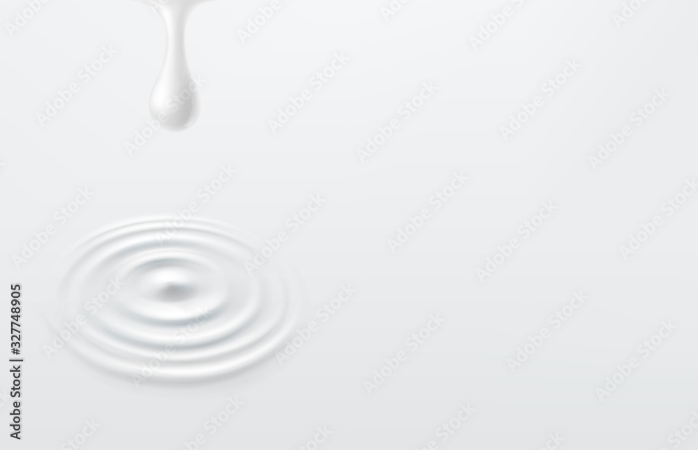 Milk circle ripple, splash water waves with drop top view on white ...