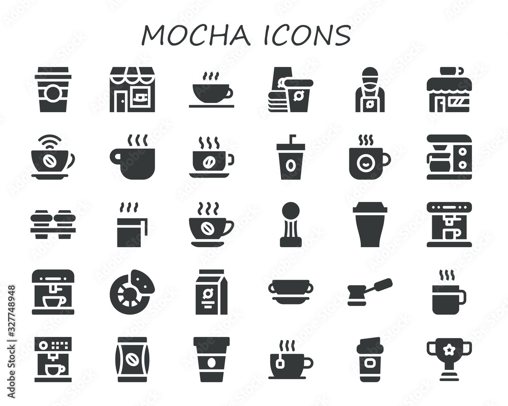 Modern Simple Set of mocha Vector filled Icons