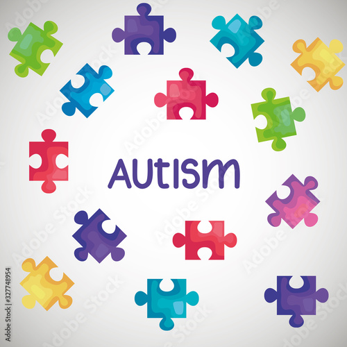 world autism day with puzzle pieces vector illustration design
