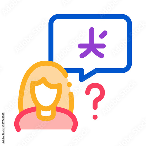 Woman Foreigner Silhouette Icon Thin Line Vector. Girl Foreigner Speaking Foreign National Language Color Symbol Illustration