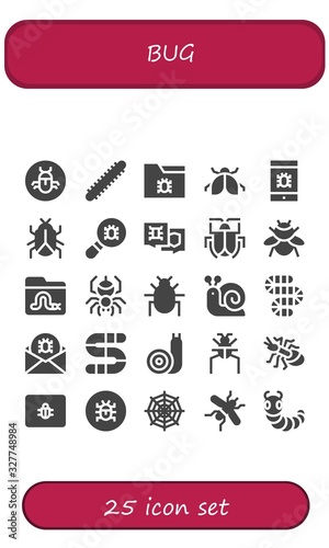 Modern Simple Set of bug Vector filled Icons
