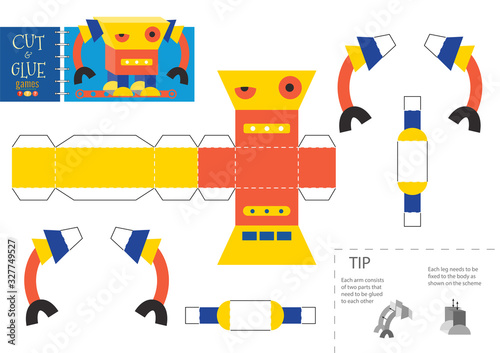 Cut and glue robot toy vector illustration