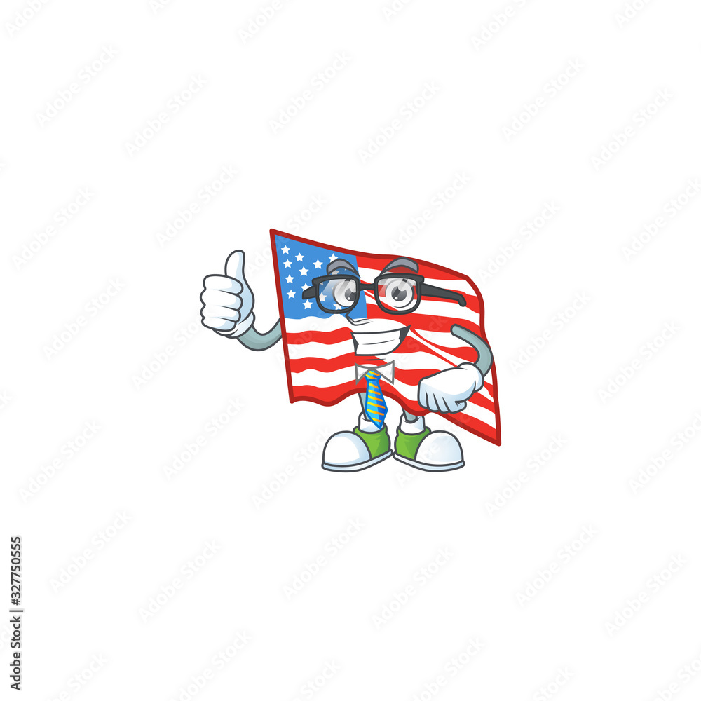 Obraz premium USA flag cartoon successful Businessman wearing glasses