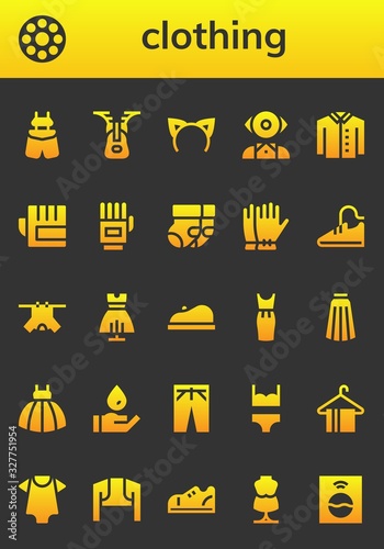 Modern Simple Set of clothing Vector filled Icons