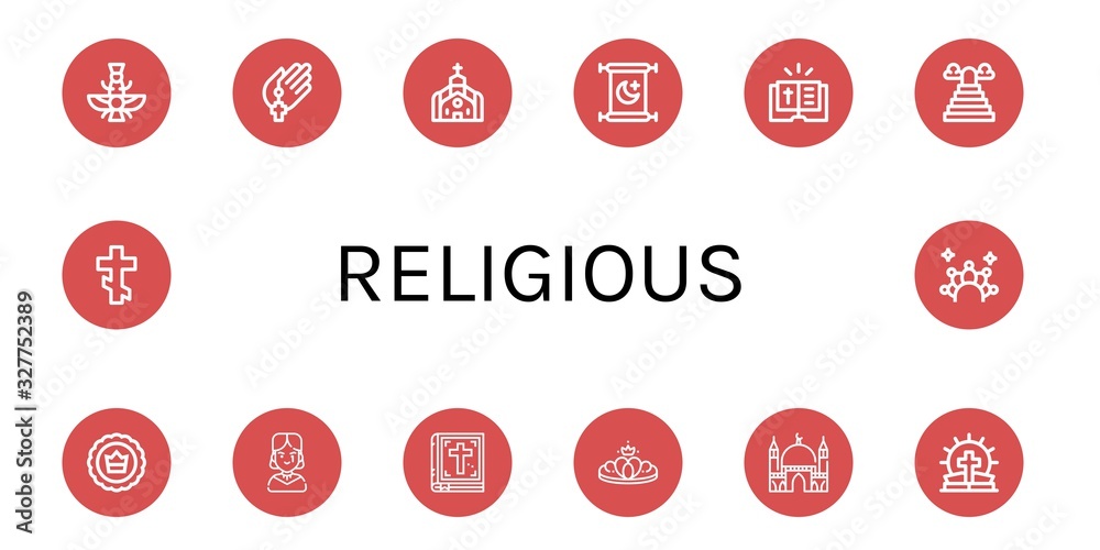 religious simple icons set religious simple icons set