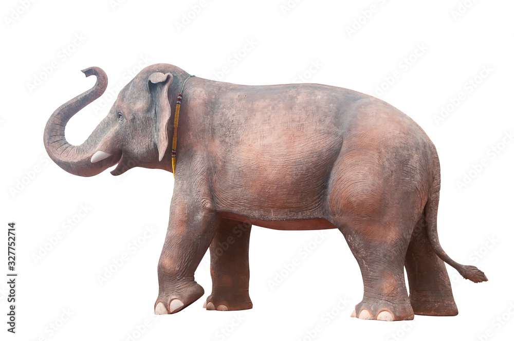 Elephant Statue isolated on white background, clipping path included.