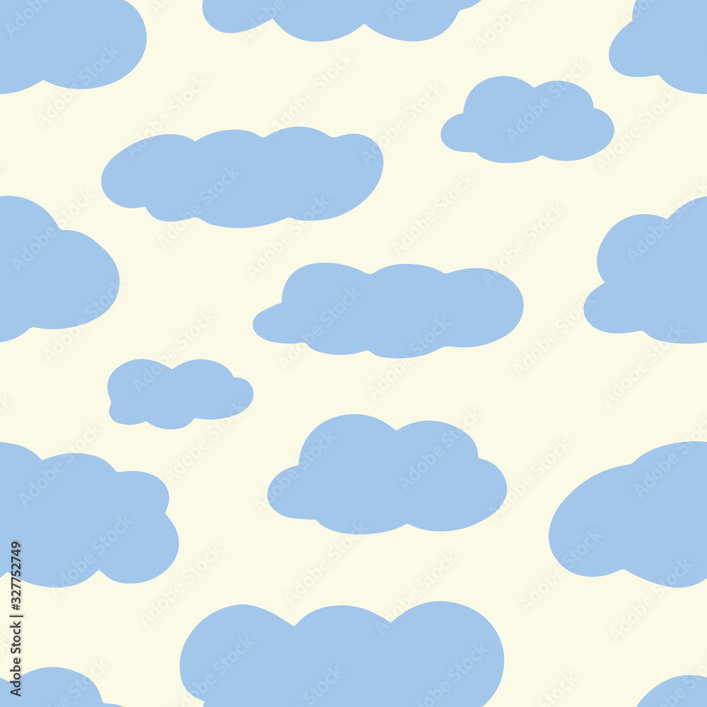 Vector abstract seamless background with clouds. Great for paper, card, wallpaper, banner, fabric, interior. Hand drawn illustration.