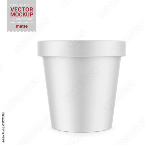 White matte plastic container vector mockup.