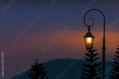 Street light against twilight background