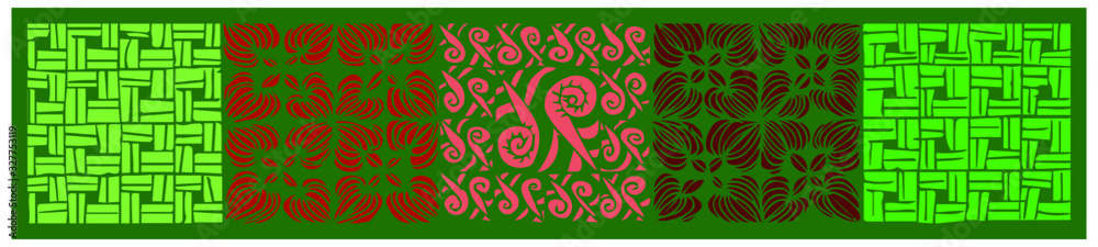 Squares with various patterns inside. Tile with illustrations. Doodle drawing technique.