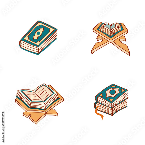 Simple Alquran Set Flat Illustration Hand Drawing