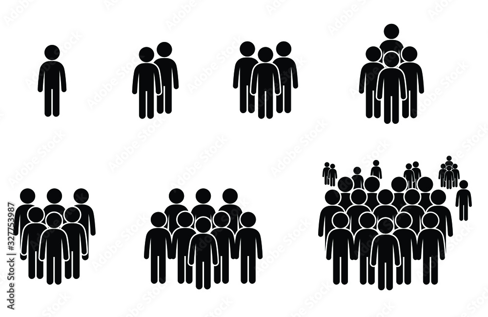 People icons stick figure group, community and social - obrazy, fototapety, plakaty 