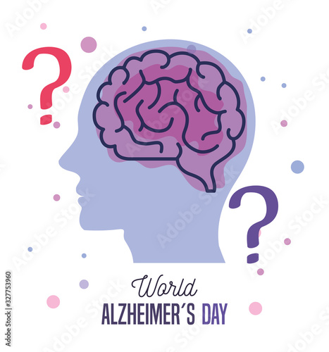 world alzheimer day with head profile vector illustration design