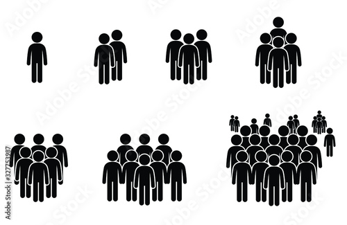 People icons stick figure group, community and social
