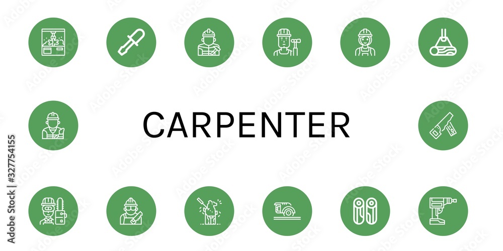 carpenter simple icons set carpenter simple icons set