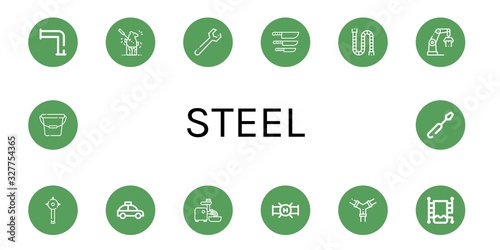 steel simple icons set