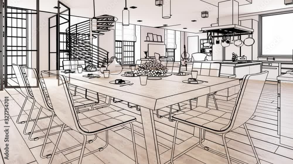 Luxury Residential Loft Interior Design - loopable 3d visualization