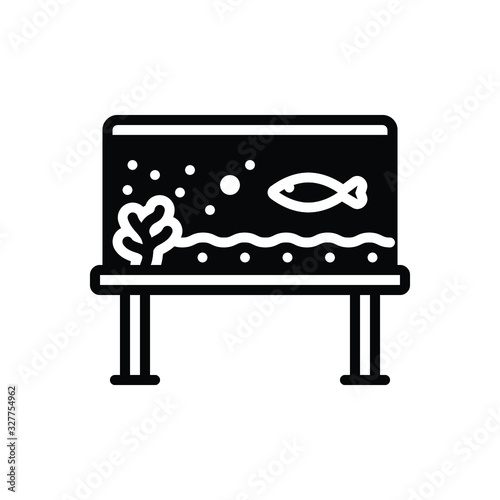 Black solid icon for fish in aqarium  photo