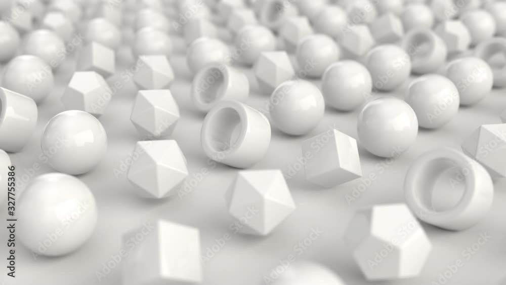 Animation of pattern from white primitives moving from chaos to order Animation of pattern from white primitives moving from chaos to order