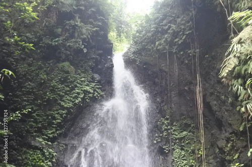 waterfall in the middle of the forest. waterfall flow. Beautiful natural waterfall