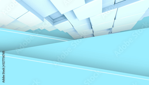 Abstract Technology Blue background and Architecture modern ideas Cubic shape Random Concept - 3d rendering