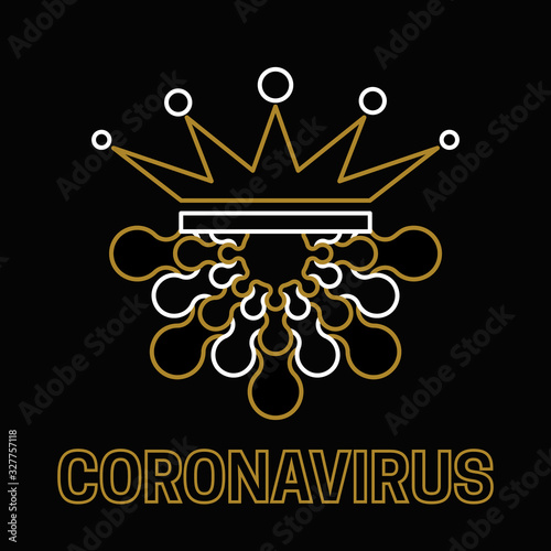 New Coronavirus 2019-nKoV. Originated in the Chinese city of Wuhan. On black background viral cell. Vector illustration