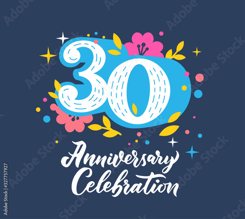 30 anniversary celebration flat greeting card template. 30th birthday