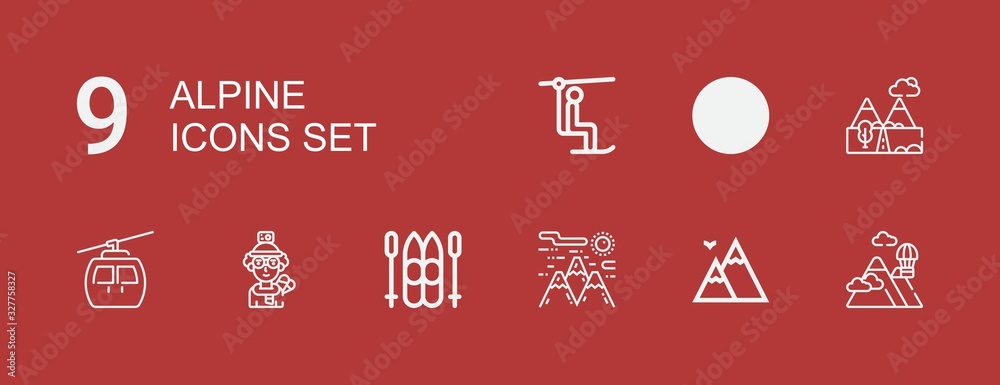 Editable 9 alpine icons for web and mobile Editable 9 alpine icons for web and mobile