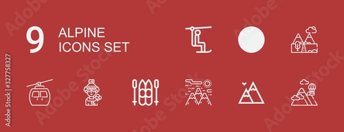 Editable 9 alpine icons for web and mobile