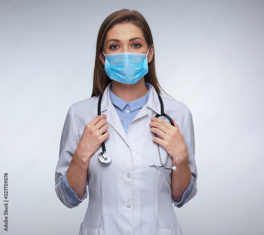 Nurse in white medical uniform isolated portrait. Nurse in white medical uniform isolated portrait.