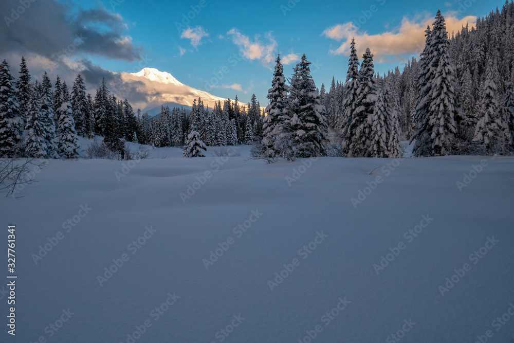 Mount Hood, Oregon During A Winter Sunset Mount Hood, Oregon During A Winter Sunset
