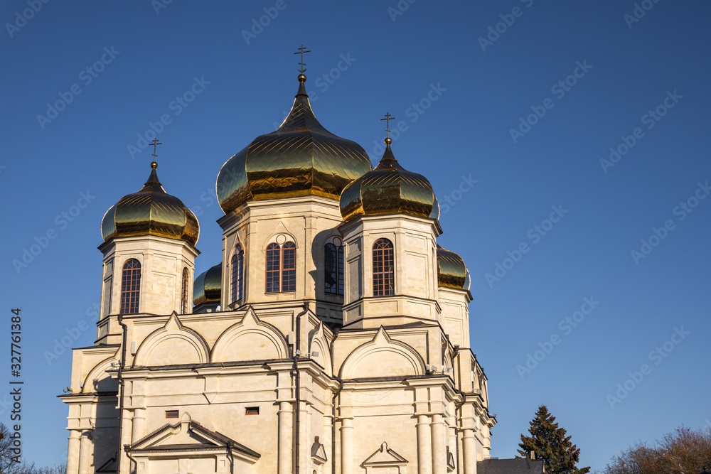 Cathedral of the Kazan Icon of the Mother of God. Sunny autumn day
