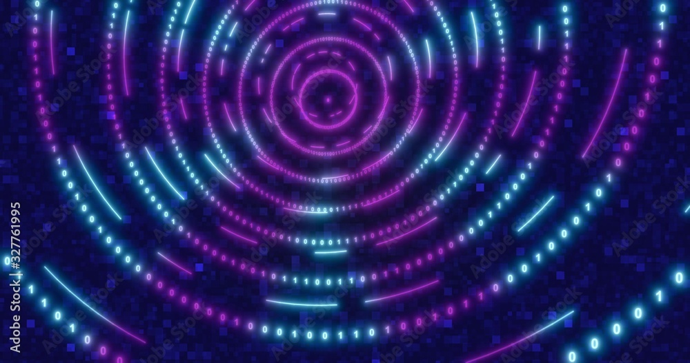 Neon Digital binary tunnel. background for network, big data, data center, digital event. Neon Digital binary tunnel. background for network, big data, data center, digital event.