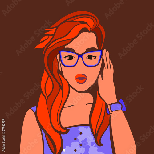 Surprised young woman in glasses.
