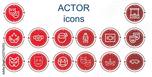 Editable 14 actor icons for web and mobile