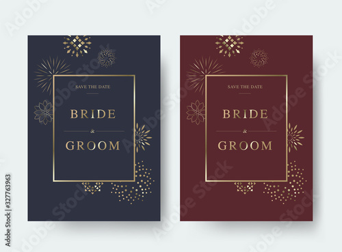 Vintage luxury wedding vector invitation card