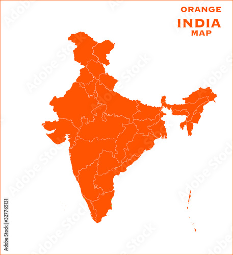 Orange map of India new India map 2020