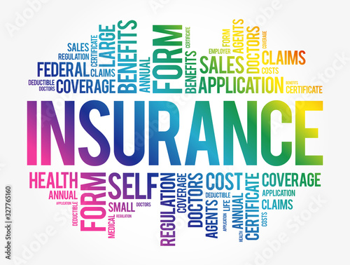 Insurance word cloud collage, healthcare concept background