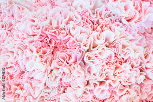 Pink carnation flowers bouquet top view blurred background  pastel  flower  selective focus