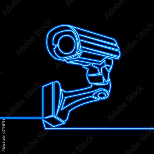 Continuous line Security camera neon concept