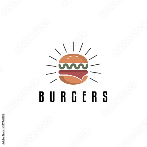 burger logo design vector template, Fast food logo,  badge flat modern minimal design illustration.