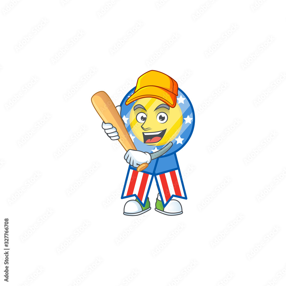 An active healthy USA medal mascot design style playing baseball