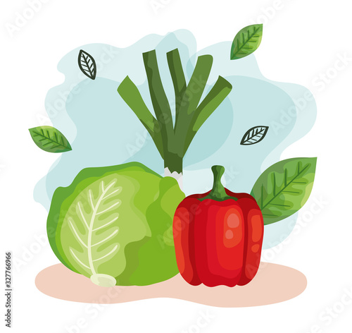 set of fresh and healthy vegetables vector illustration design