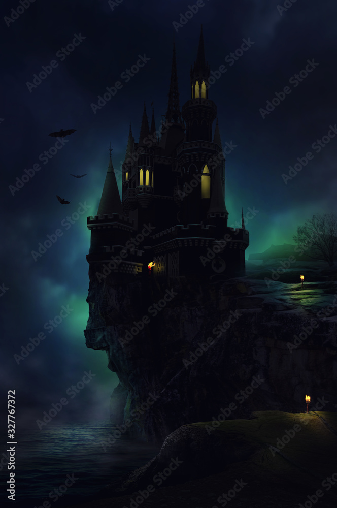 prague castle at night